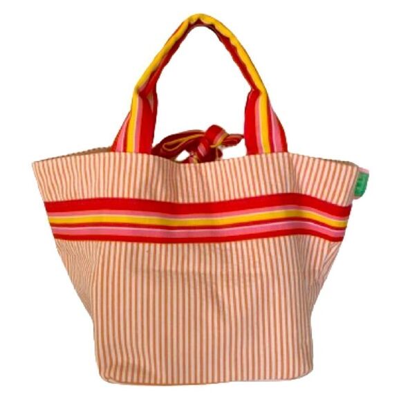 Mollie B Tote & Matching Skirt Set – Pink Orange Seersucker with Ribbon - Picture 6 of 12